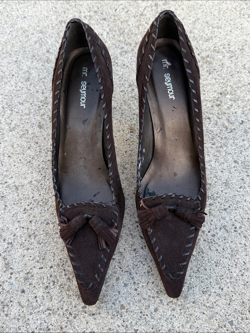 Mr. Seymour Women's Brown Suede Pointed Tassel Loafers